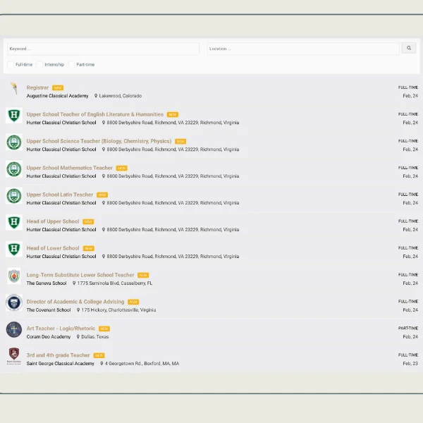 Career center listings